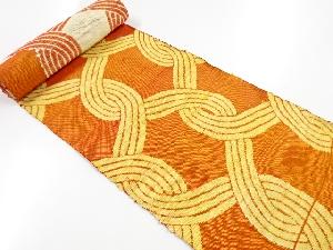 アンティーク　手織り真綿紬編目模様織り出し名古屋帯地反物